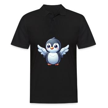 Süßer Pinguin Comic Engel mit Flügeln - Männer Poloshirt - Schwarz - Vorne - Kai (181cm)