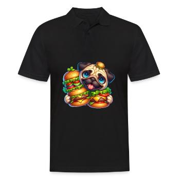 Drôle de carlin burger fast-food avec chapeau - Polo Homme - noir - Devant - Kai (181cm)