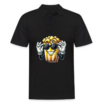 Cartoon Popcorn Comic Sonnenbrille Kino - Männer Poloshirt - Schwarz - Vorne - Kai (181cm)