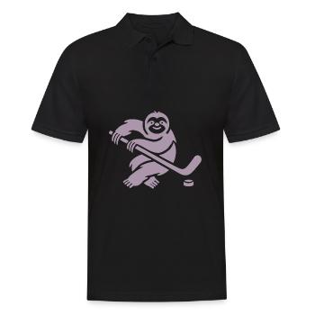 Faultier Eishockey Silhouette Minimalistisch - Männer Poloshirt - Schwarz - Vorne - Kai (181cm)