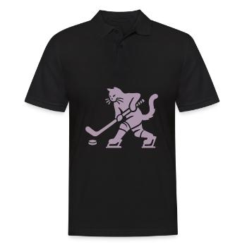 Katze Eishockey Minimalistisch Silhouette Spieler - Men's Polo Shirt - black - Front - Kai (181cm)