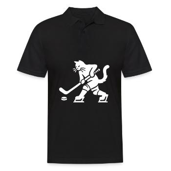 Katze Eishockey Minimalistisch Silhouette Spieler - Men's Polo Shirt - black - Front - Kai (181cm)