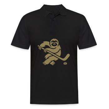 Faultier Eishockey Silhouette Minimalistisch - Männer Poloshirt - Schwarz - Vorne - Kai (181cm)