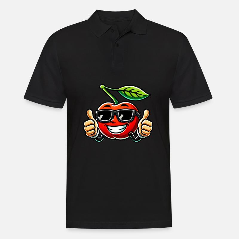 Coole Kirsche mit Sonnenbrille - Männer Poloshirt - Schwarz