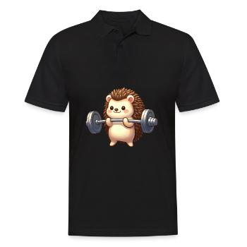 Igel Training Langhantel Workout Cartoon - Männer Poloshirt - Schwarz - Vorne - Kai (181cm)