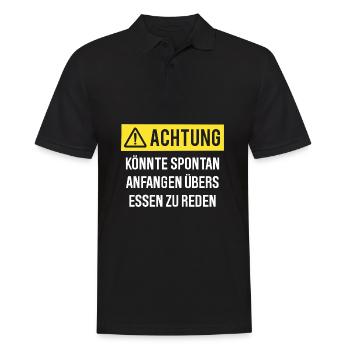 Achtung könnte spontan über Essen reden - Männer Poloshirt - Schwarz - Vorne - Kai (181cm)