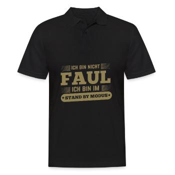 Nicht faul im Standby-Modus Spruch - Männer Poloshirt - Schwarz - Vorne - Kai (181cm)