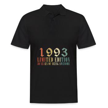 30. Geburtstag Jahrgang 1993 Vintage 1993 - Männer Poloshirt - Schwarz - Vorne - Kai (181cm)