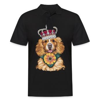 Cocker Spaniel mit Blumen und Krone - Männer Poloshirt - Schwarz - Vorne - Kai (181cm)