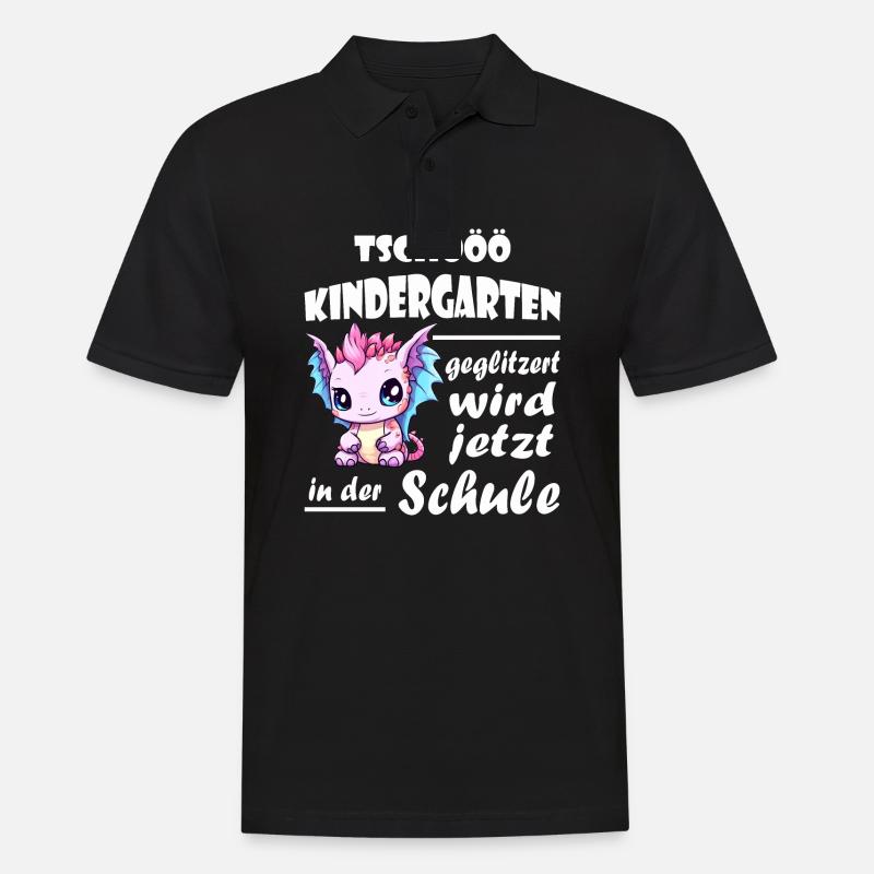 Einschulung Schulkind Drache - Männer Poloshirt - Schwarz