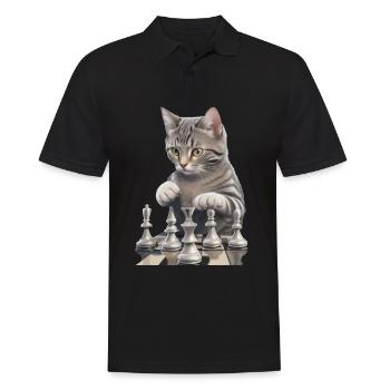 Chat en tant que joueur d’échecs - Parfait pour les échecs et - Polo Homme - noir - Devant - Kai (181cm)