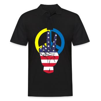 Amerika Flagge Friedenszeichen Ukraine Flagge - Männer Poloshirt - Schwarz - Vorne - Kai (181cm)