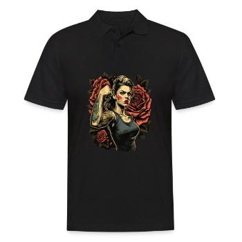 Femme forte Mère Roses Cadeau de fête des mères - Polo Homme - noir - Devant - Kai (181cm)