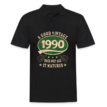 33ème anniversaire 1990 33 Bon millésime - Polo Homme - noir - Devant - Kai (181cm)