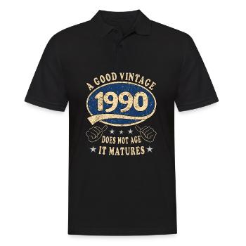 33ème anniversaire 1990 33 Bon millésime - Polo Homme - noir - Devant - Kai (181cm)