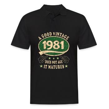 42ème Anniversaire 1981 42 Bon millésime - Polo Homme - noir - Devant - Kai (181cm)
