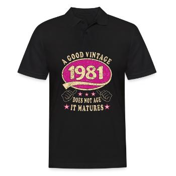 42ème Anniversaire 1981 42 Bon millésime - Polo Homme - noir - Devant - Kai (181cm)