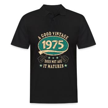 48ème Anniversaire 1975 '48 Bon millésime - Polo Homme - noir - Devant - Kai (181cm)