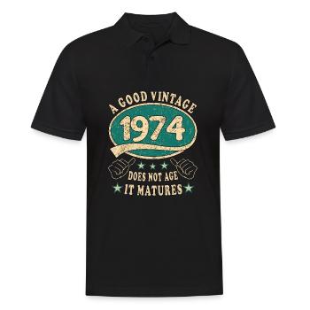 49e anniversaire 1974 49er Bon millésime - Polo Homme - noir - Devant - Kai (181cm)