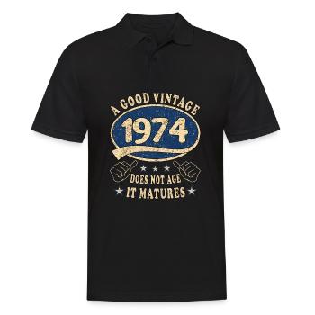 49e anniversaire 1974 49er Bon millésime - Polo Homme - noir - Devant - Kai (181cm)