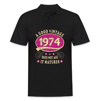 49e anniversaire 1974 49er Bon millésime - Polo Homme - noir - Devant - Kai (181cm)