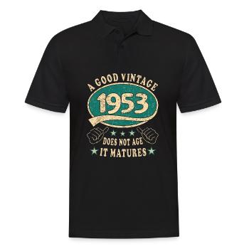 70. Geburtstag 1953 70er Guter Jahrgang - Männer Poloshirt - Schwarz - Vorne - Kai (181cm)