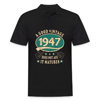 76ème Anniversaire 1947 '76 Bon Millésime - Polo Homme - noir - Devant - Kai (181cm)