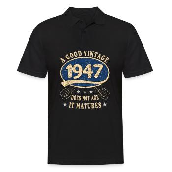 76ème Anniversaire 1947 '76 Bon Millésime - Polo Homme - noir - Devant - Kai (181cm)