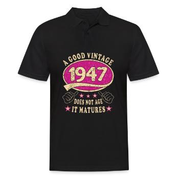 76ème Anniversaire 1947 '76 Bon Millésime - Polo Homme - noir - Devant - Kai (181cm)