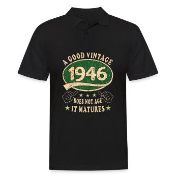 77. Geburtstag 1946 77er Guter Jahrgang - Männer Poloshirt - Schwarz - Vorne - Kai (181cm)