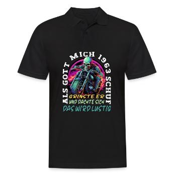 61. Geburtstag als Gott mich schuf Motorrad 1963 - Männer Poloshirt - Schwarz - Vorne - Kai (181cm)