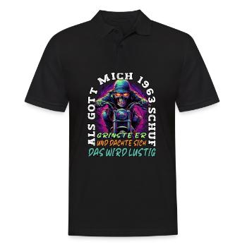 61. Geburtstag als Gott mich schuf Motorrad 1963 - Männer Poloshirt - Schwarz - Vorne - Kai (181cm)