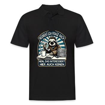 Moment Ich Frage Nach Faultier Call-Center - Männer Poloshirt - Schwarz - Vorne - Kai (181cm)