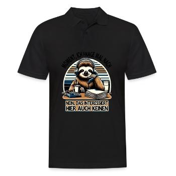 Moment Ich Frage Nach Faultier Call-Center - Männer Poloshirt - Schwarz - Vorne - Kai (181cm)
