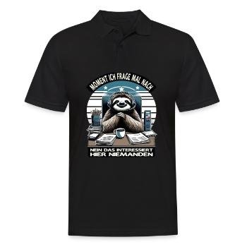 Moment Ich Frage Nach Faultier Call-Center - Männer Poloshirt - Schwarz - Vorne - Kai (181cm)