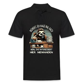 Moment Ich Frage Nach Faultier Call-Center - Männer Poloshirt - Schwarz - Vorne - Kai (181cm)