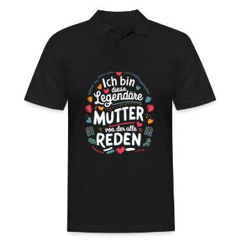 Legendary Mother's Heart & Love Saying - Men's Polo Shirt - black - Front - Kai (181cm)
