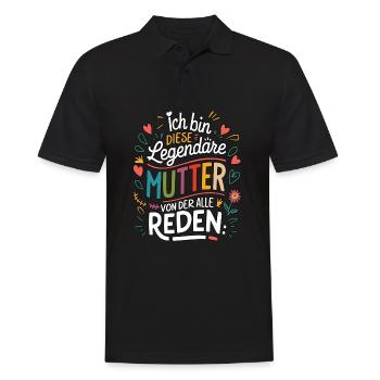 Legendary Mother's Heart & Love Saying - Men's Polo Shirt - black - Front - Kai (181cm)