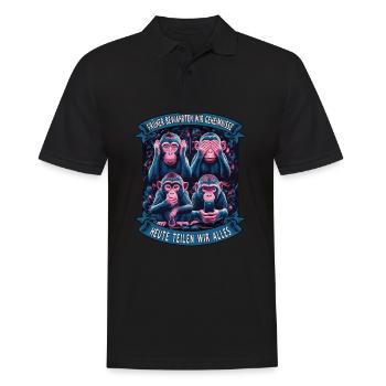 funny way monkey saying cell phone social media - Men's Polo Shirt - black - Front - Kai (181cm)