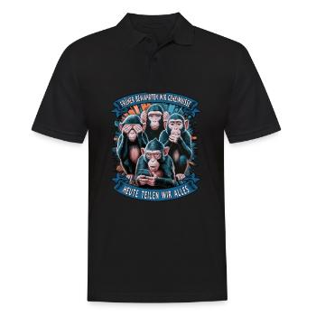 funny way monkey saying cell phone social media - Men's Polo Shirt - black - Front - Kai (181cm)