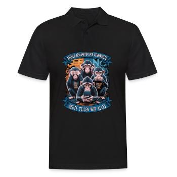 lustiger weise Affen Spruch Handy social media - Männer Poloshirt - Schwarz - Vorne - Kai (181cm)