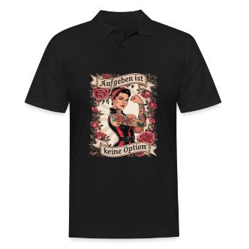 Giving up is not an option - birthday, Mother's Day, - Men's Polo Shirt - black - Front - Kai (181cm)