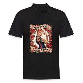 Giving up is not an option - birthday, Mother's Day, - Men's Polo Shirt - black - Front - Kai (181cm)