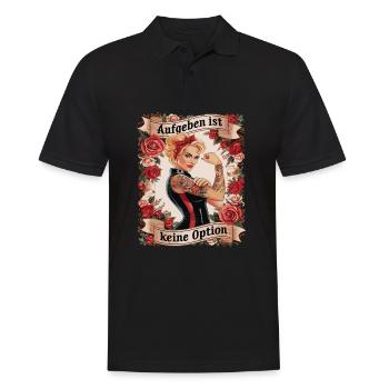 Giving up is not an option - birthday, Mother's Day, - Men's Polo Shirt - black - Front - Kai (181cm)