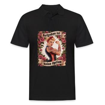 Giving up is not an option - birthday, Mother's Day, - Men's Polo Shirt - black - Front - Kai (181cm)