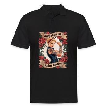 Giving up is not an option - birthday, Mother's Day, - Men's Polo Shirt - black - Front - Kai (181cm)