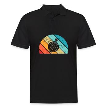 Onion Lover Retro Vegetables Vegan Gift idea - Men's Polo Shirt - black - Front - Kai (181cm)