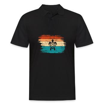 Turtle Retro Animal Sea Reptile Gift idea - Men's Polo Shirt - black - Front - Kai (181cm)