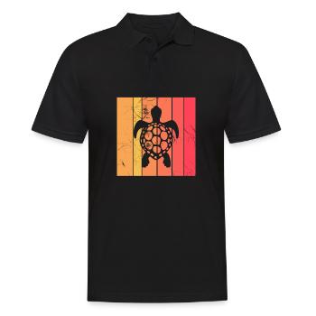 Turtle Retro Animal Sea Reptile Gift idea - Men's Polo Shirt - black - Front - Kai (181cm)
