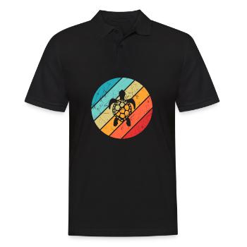 Turtle Retro Animal Sea Reptile Gift idea - Men's Polo Shirt - black - Front - Kai (181cm)